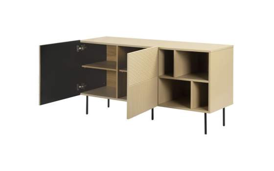 Buffet Aparador 2 Puertas Diseño Acanalado Color Beige Bester