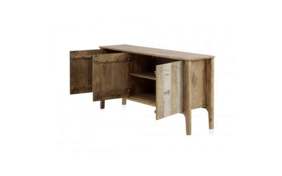 Buffet Aparador 3 Puertas Madera Mango Gris Natural Atrade