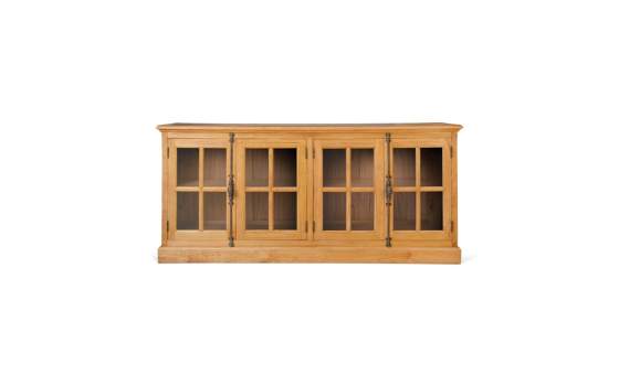 Buffet Aparador 4 Puertas Acristaladas Color Natural Amburz