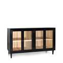 Buffet Aparador 4 Puertas Acristaladas Negro Madera