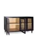 Buffet Aparador 4 Puertas Acristaladas Negro Madera