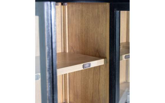 Buffet Aparador 4 Puertas Acristaladas Negro Madera