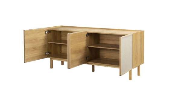 Buffet Aparador 4 Puertas Roble Frontal Tela Serie Sinclair