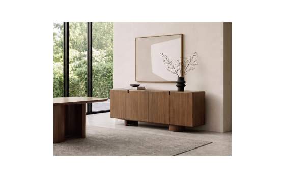 Buffet Aparador Actual 4 Puertas Color Nogal - Serie Esenzia