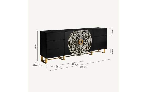 Buffet Aparador Alta Gama 2 Puertas 6 Cajones Serie Athalla