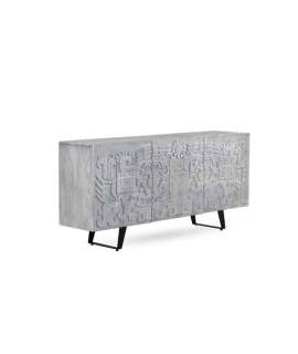 Buffet Diseño 3 Puertas Labradas Color Gris Serie Alcurtar