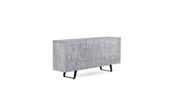 Buffet Diseño 3 Puertas Labradas Color Gris Serie Alcurtar