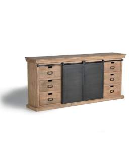 Buffet Grande 6 Cajones 2 Puertas Correderas Serie Darkon