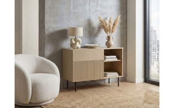 Buffet Pequeño 1 Puerta Diseño Acanalado Color Beige Bester