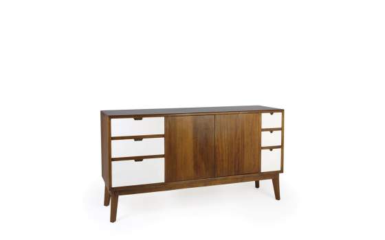 Buffet Puertas Bicolor Blanco Nogal Estilo Colonial Artict