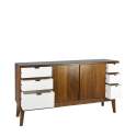 Buffet Puertas Bicolor Blanco Nogal Estilo Colonial Artict