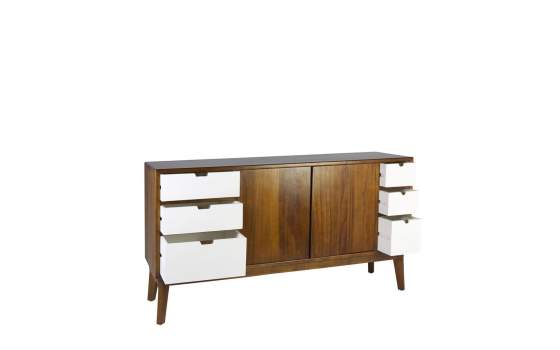 Buffet Puertas Bicolor Blanco Nogal Estilo Colonial Artict