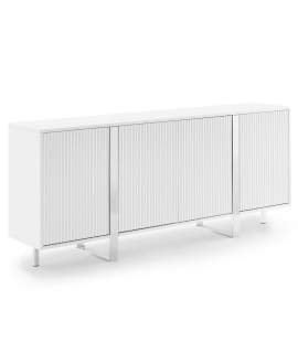 Buffet Salon Moderno Blanco 4 Puertas Acanaladas Aisain