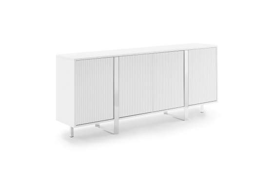 Buffet Salon Moderno Blanco 4 Puertas Acanaladas Aisain
