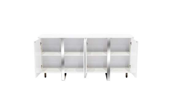 Buffet Salon Moderno Blanco 4 Puertas Acanaladas Aisain