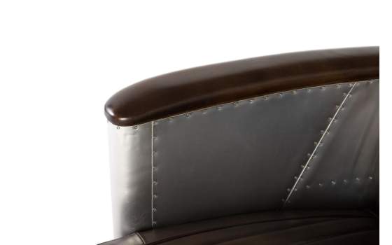 Butaca Actual  Madera Aluminio y Piel Marron Serie Alduan