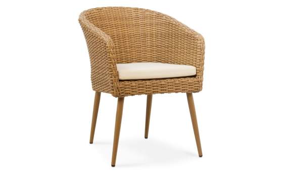 Butaca Aluminio Rattan Sintetico Miel Diseño moderno Aubaud