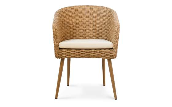 Butaca Aluminio Rattan Sintetico Miel Diseño moderno Aubaud