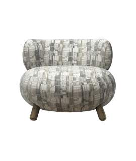 Butaca Moderna Tela Estampada Pata Madera - Serie Ibal