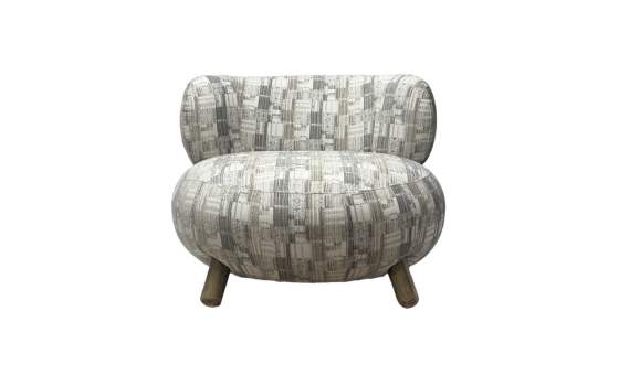 Butaca Moderna Tela Estampada Pata Madera - Serie Ibal