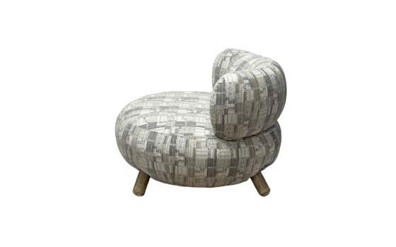 Butaca Moderna Tela Estampada Pata Madera - Serie Ibal