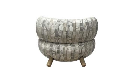 Butaca Moderna Tela Estampada Pata Madera - Serie Ibal