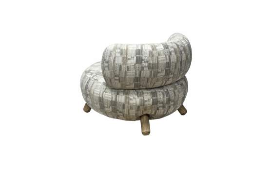 Butaca Moderna Tela Estampada Pata Madera - Serie Ibal
