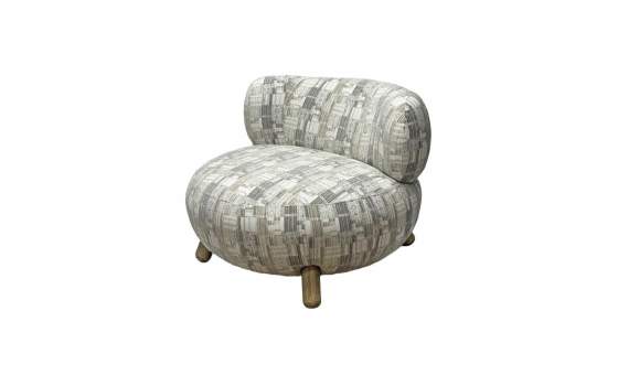 Butaca Moderna Tela Estampada Pata Madera - Serie Ibal