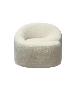 Butaca Redonda Moderna Tela Rizo Beige - Serie Ibal