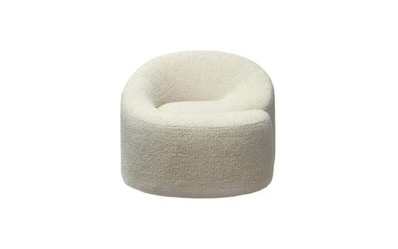 Butaca Redonda Moderna Tela Rizo Beige - Serie Ibal