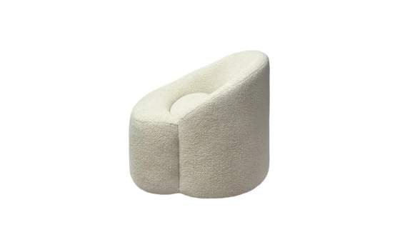 Butaca Redonda Moderna Tela Rizo Beige - Serie Ibal
