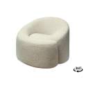 Butaca Redonda Moderna Tela Rizo Beige - Serie Ibal