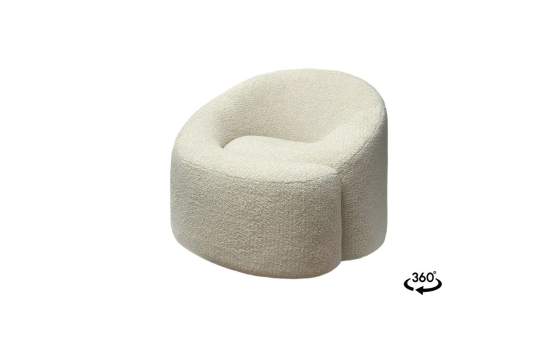 Butaca Redonda Moderna Tela Rizo Beige - Serie Ibal