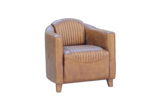 Butaca Relax Para Salon de Piel y Madera Serie New Boston