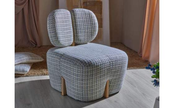 Butaca Salon Madera y Tapizado Azulon Serie Arhoa