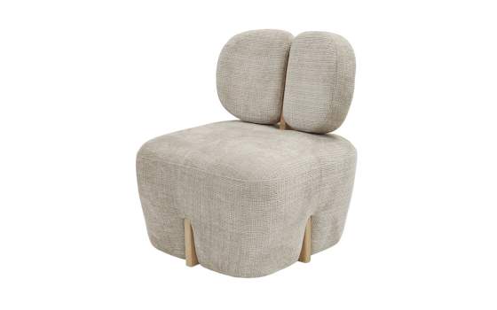 Butaca Salon Madera y Tapizado Beige Serie Arhoa