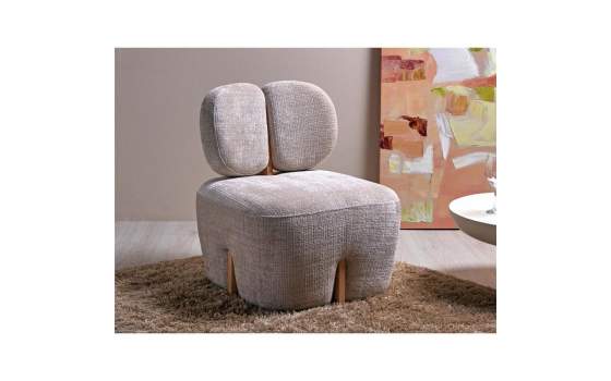 Butaca Salon Madera y Tapizado Beige Serie Arhoa