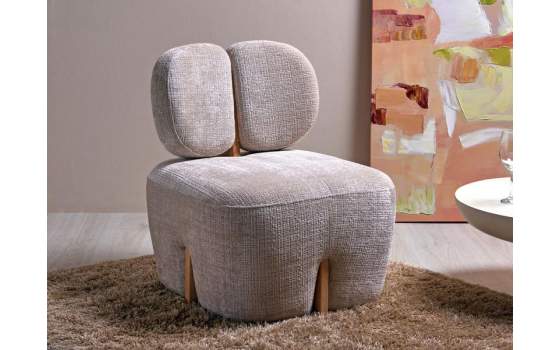 Butaca Salon Madera y Tapizado Beige Serie Arhoa