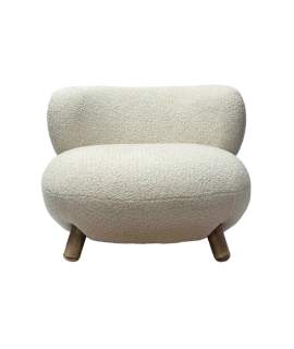 Butaca Salon Moderna Beige Pata Madera - Serie Ibal