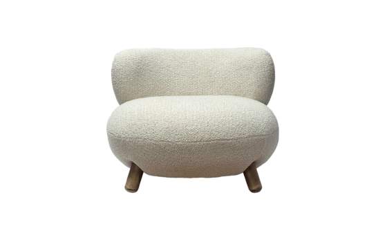 Butaca Salon Moderna Beige Pata Madera - Serie Ibal