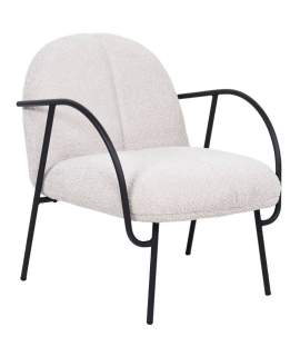 Butaca Salon Moderna Tapizada Beige y Metal - Serie Adalit