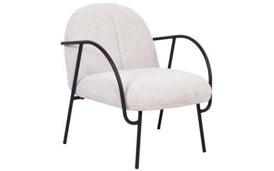 Butaca Salon Moderna Tapizada Beige y Metal - Serie Adalit