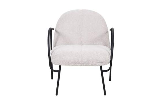Butaca Salon Moderna Tapizada Beige y Metal - Serie Adalit