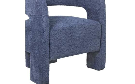 Butaca Salon Moderna Tapizada Rizo Suave Azul Serie Bakari