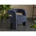Butaca Salon Moderna Tapizada Rizo Suave Azul Serie Bakari