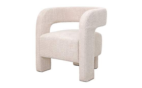 Butaca Salon Moderna Tapizada Rizo Suave Beige Serie Bakari