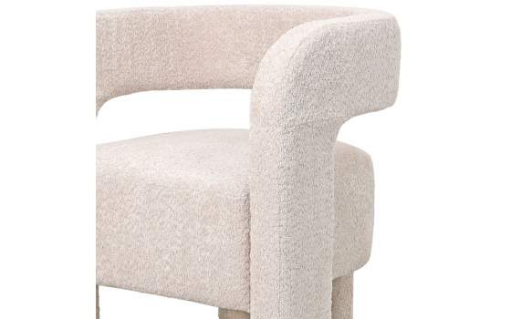 Butaca Salon Moderna Tapizada Rizo Suave Beige Serie Bakari