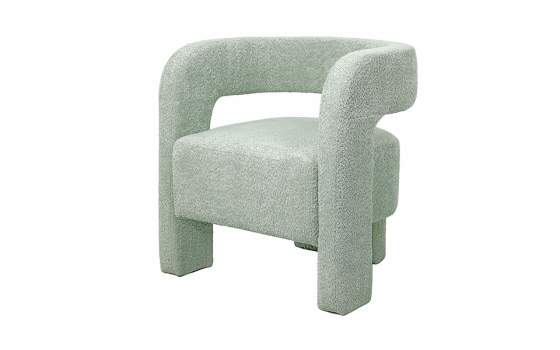 Butaca Salon Moderna Tapizada Rizo Suave Verde Serie Bakari