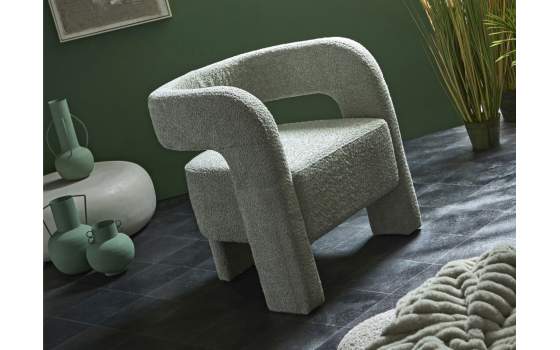 Butaca Salon Moderna Tapizada Rizo Suave Verde Serie Bakari