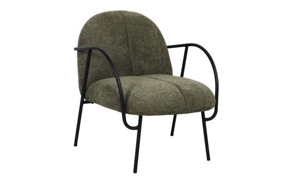 Butaca Salon Moderna Tapizada Verde y Metal - Serie Adalit
